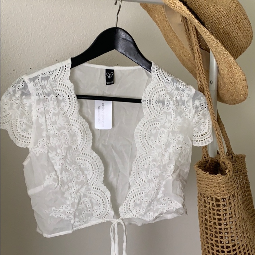 White Linen Lace Top